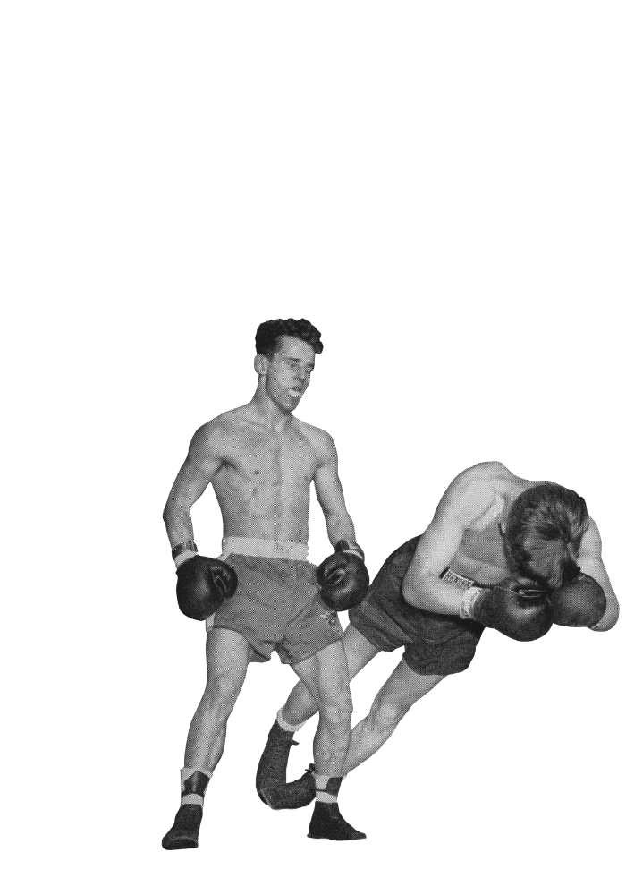 One boxer has less leverage than the other and is falling to the ground